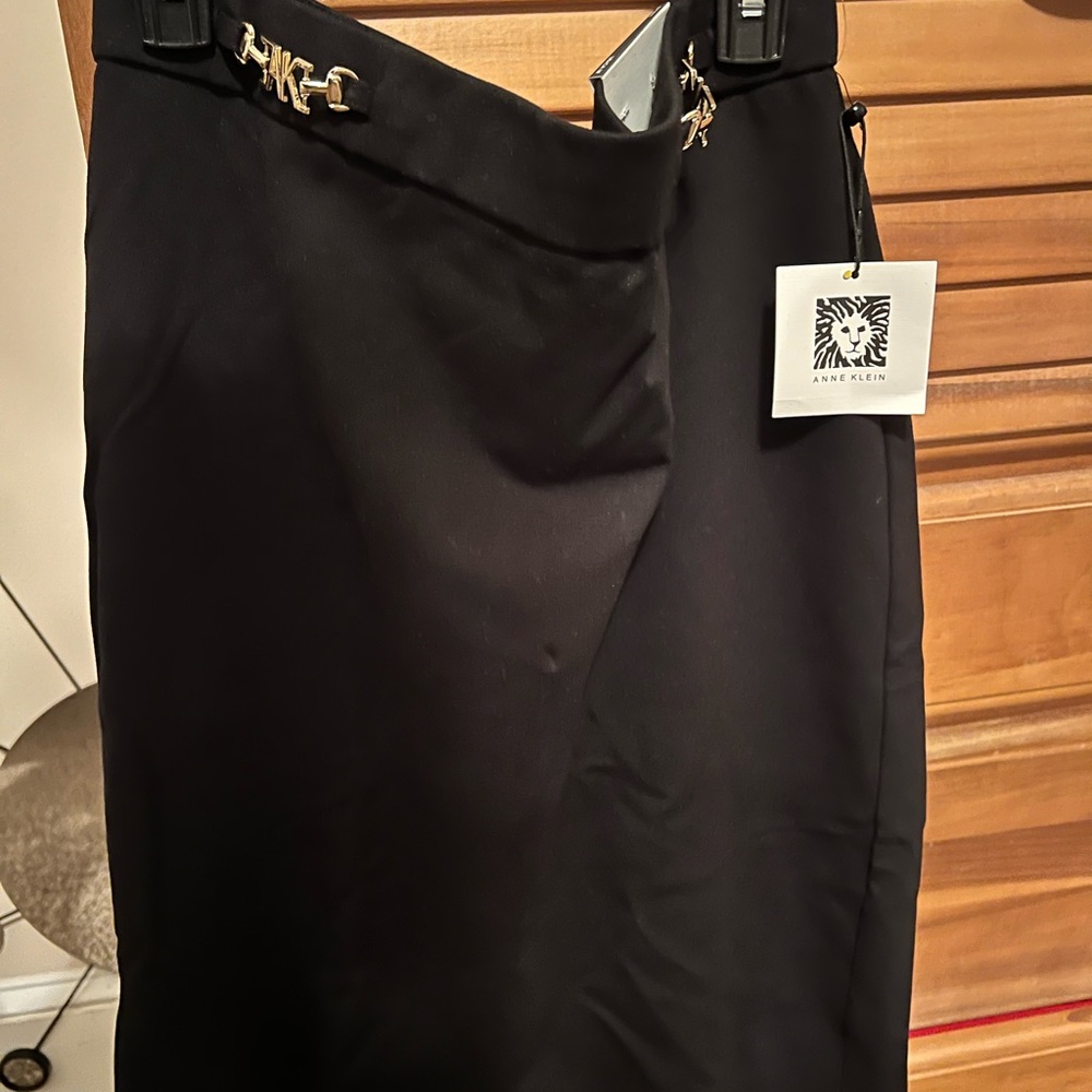 Anne Klein Black Pencil Skirt with Gold Accents